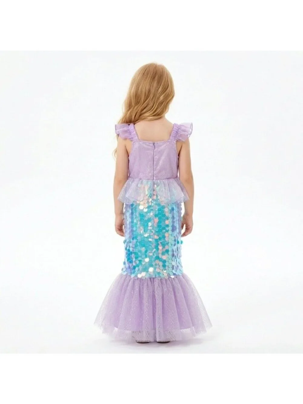Girls Mermaid Princess Costume Dress Lavender Teal Sequin Birthday Party